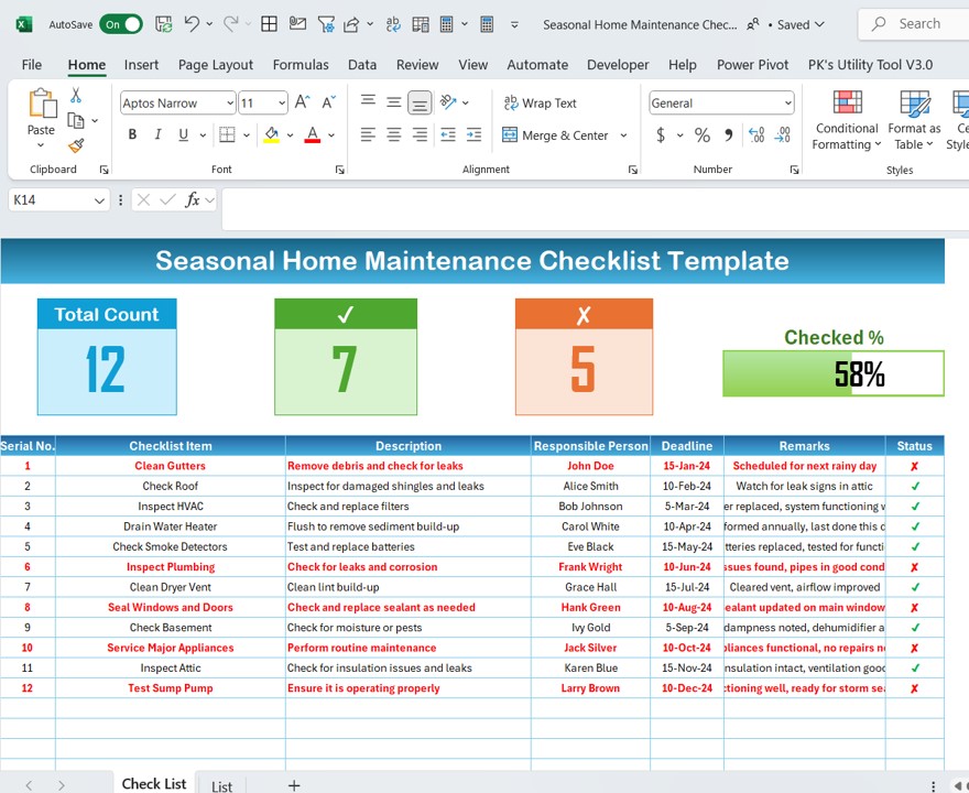 Seasonal Home Maintenance Checklist