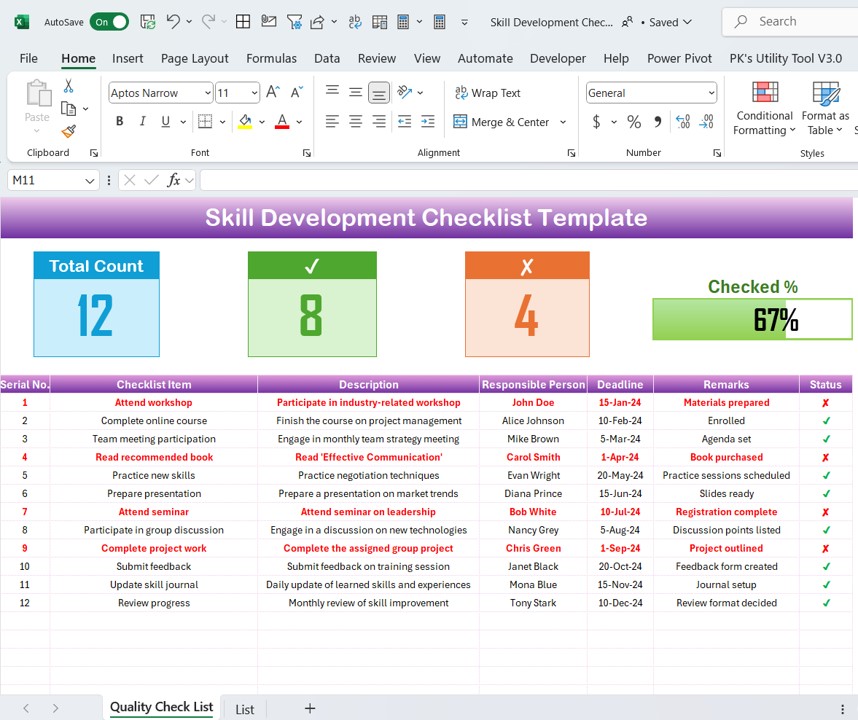 Skill Development Checklist