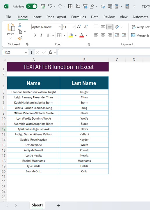 TEXTAFTER function in Excel