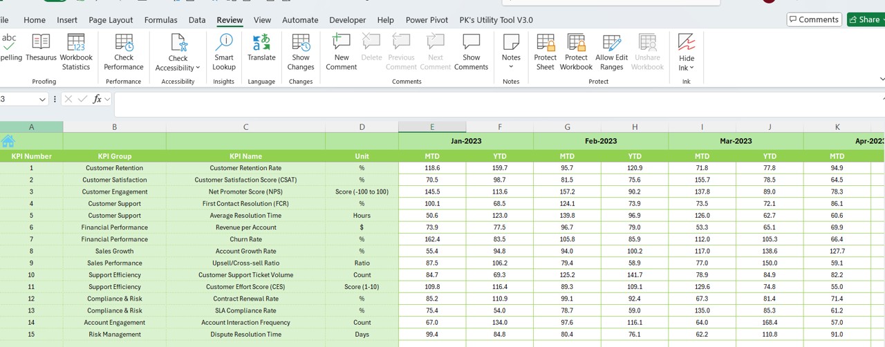 Previous Year Numbers Sheet