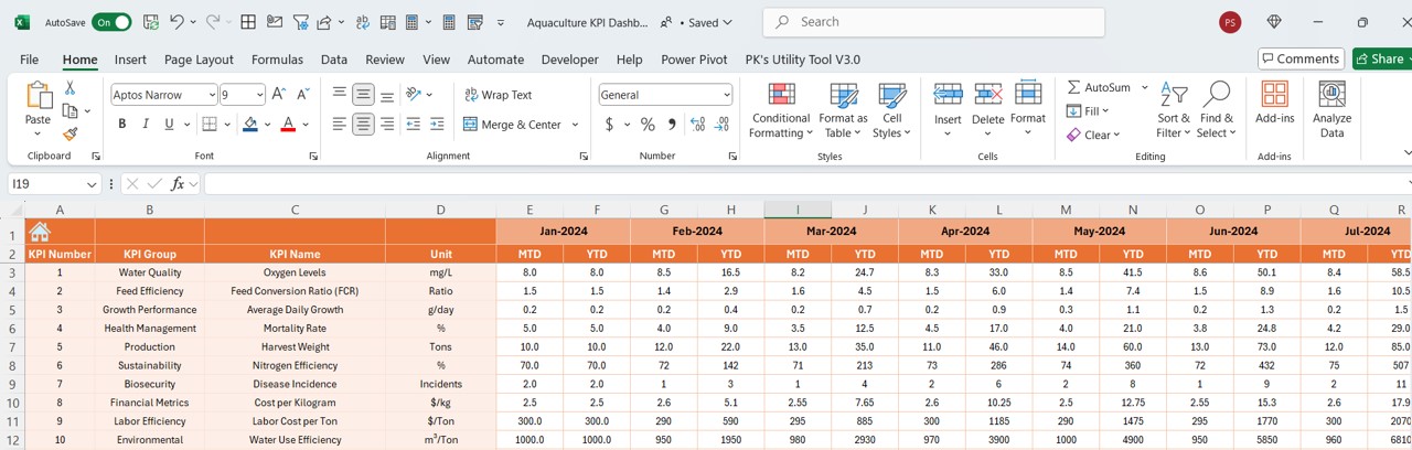 Actual Numbers Input Sheet