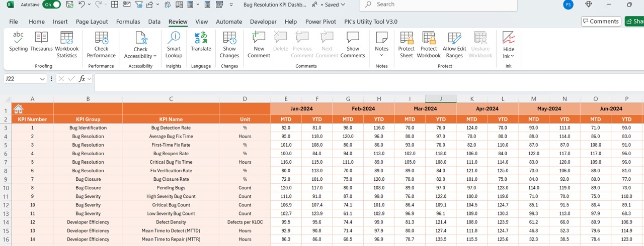 Actual Numbers Input Sheet