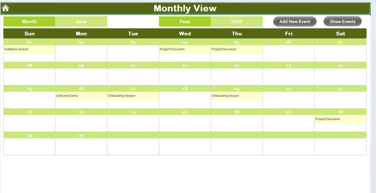 Monthly View Sheet