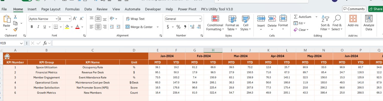 Actual Numbers Input Sheet