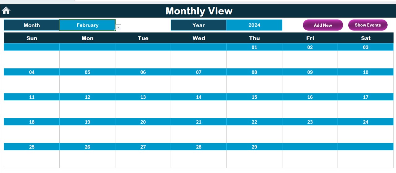 Monthly View Sheet