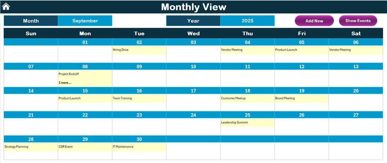 Monthly View Sheet