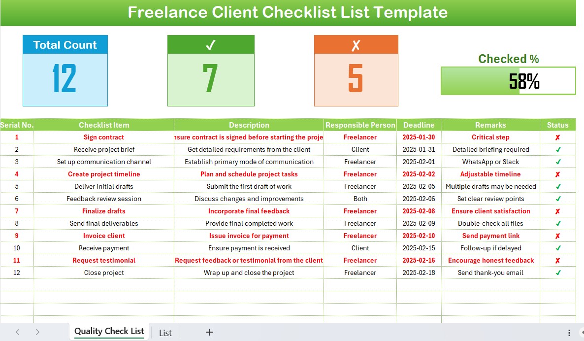 Freelance Client Checklist