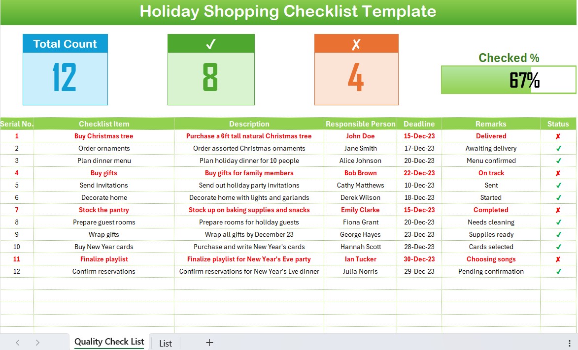 Holiday Shopping Checklist