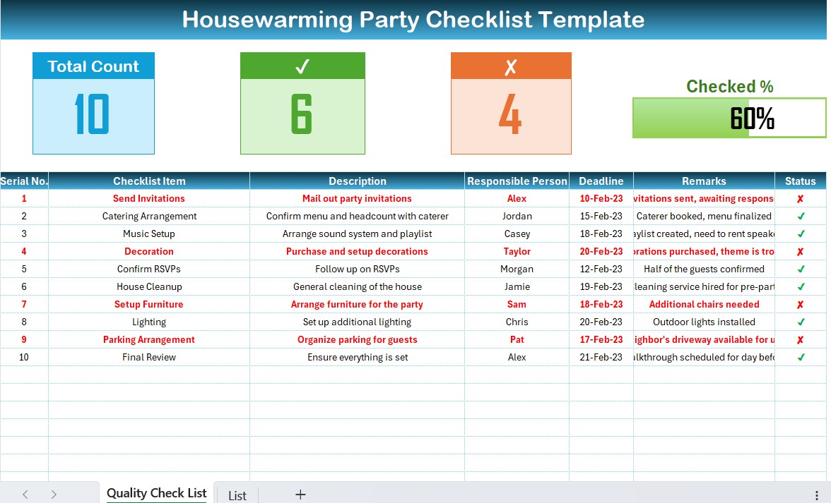 Housewarming Party Checklist