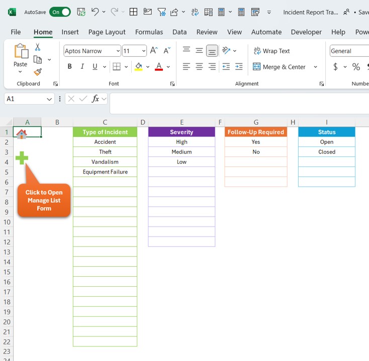 Manage List Sheet