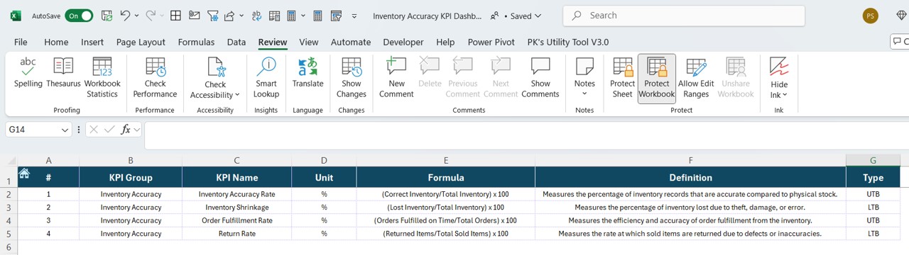 KPI Definition Sheet