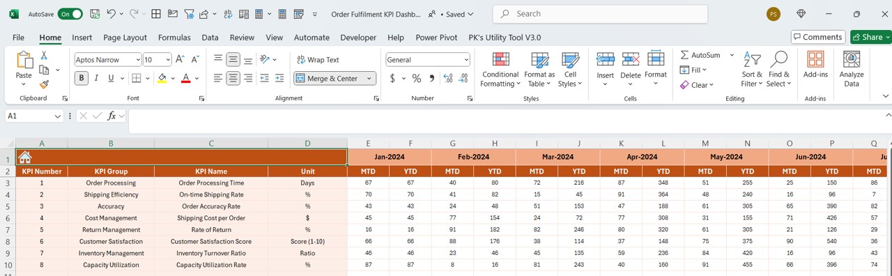 Actual Numbers Input Sheet