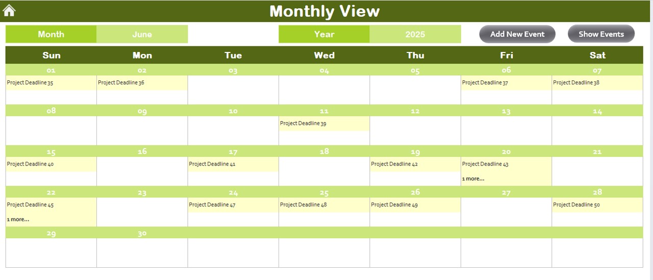 Monthly View Sheet