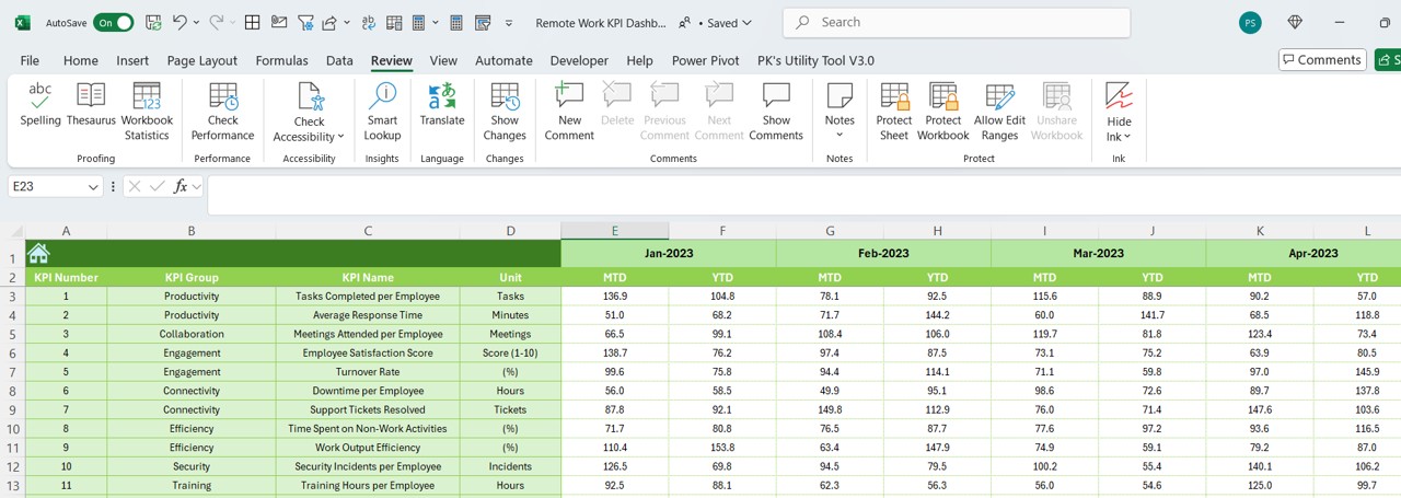 Previous Year Numbers Sheet