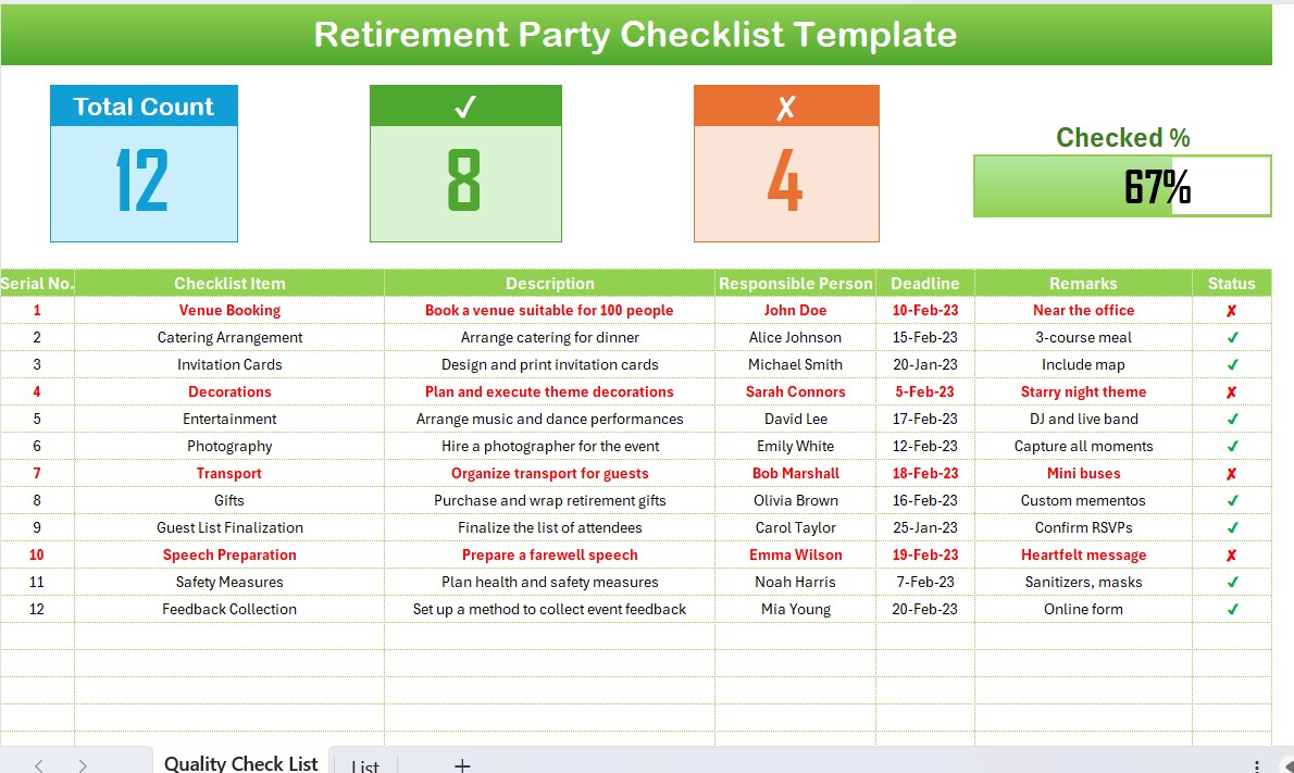 Retirement Party Checklist