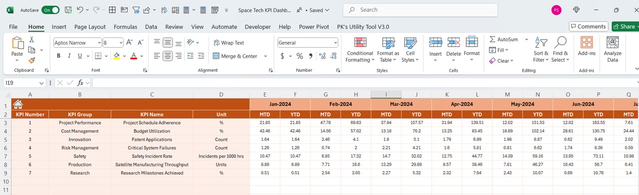 Actual Numbers Input Sheet