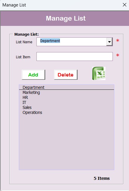 Dropdown Data Management