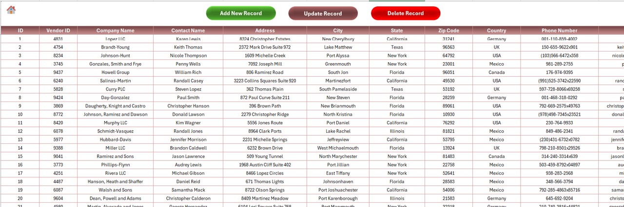 Data Entry Sheet