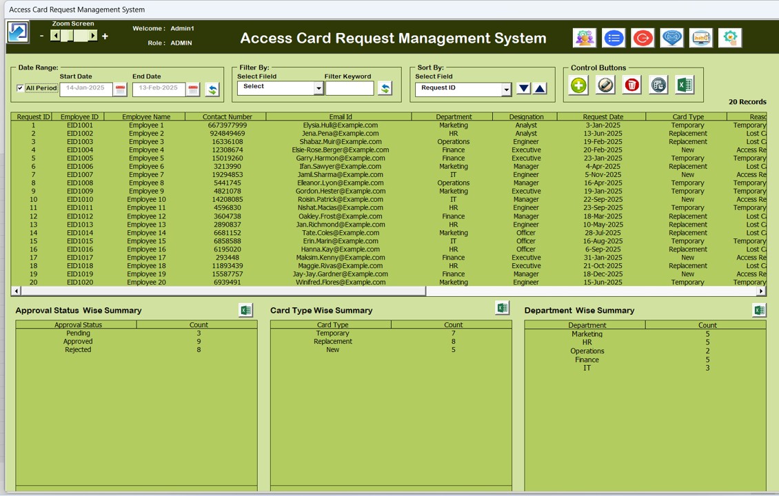 Access Card Request Management System 