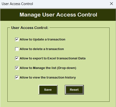 User Access Control Management