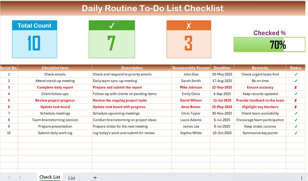 Daily Routine To-Do List Checklist