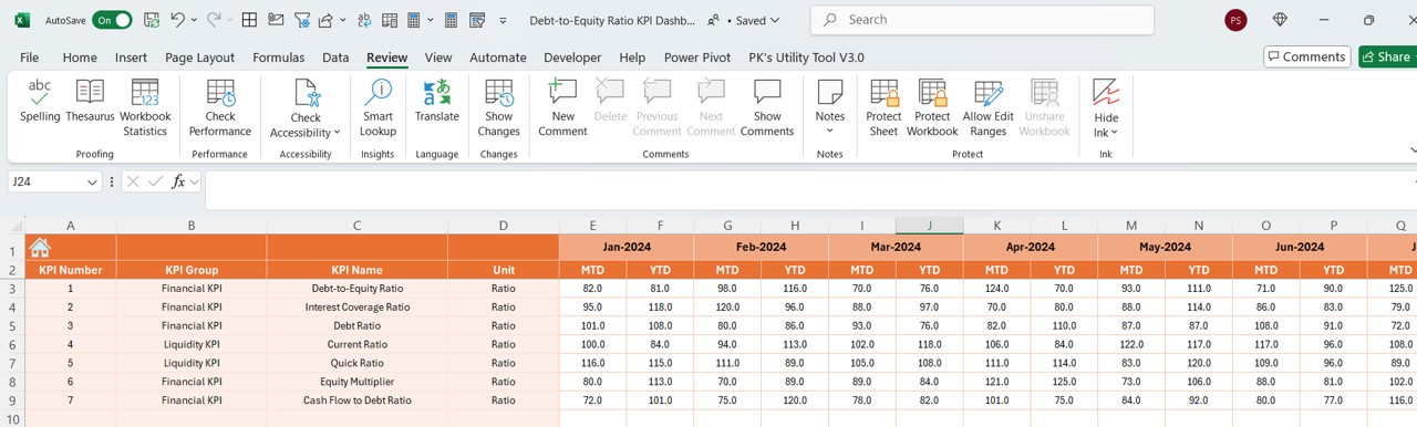 Actual Numbers Input Sheet