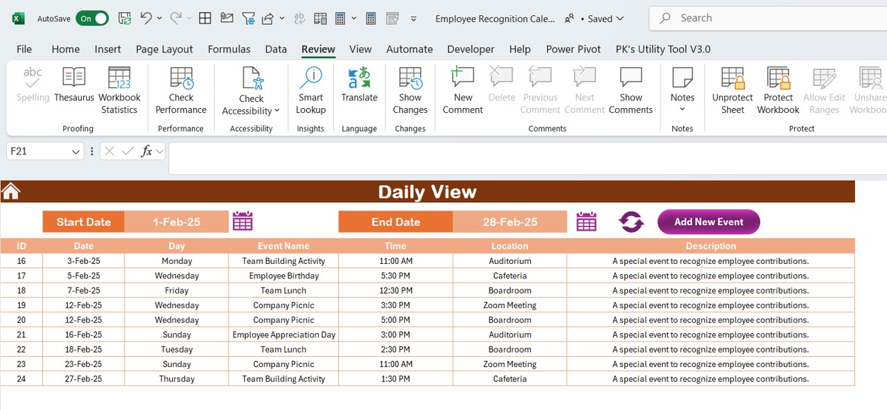 Daily View Sheet