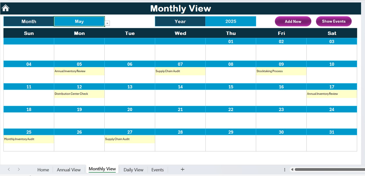 Monthly View Sheet