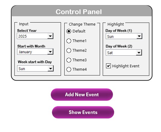 Control Panel Features