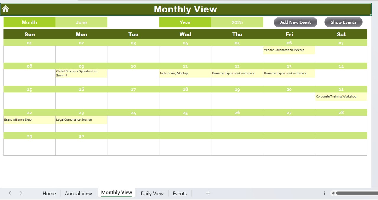 Monthly View Sheet