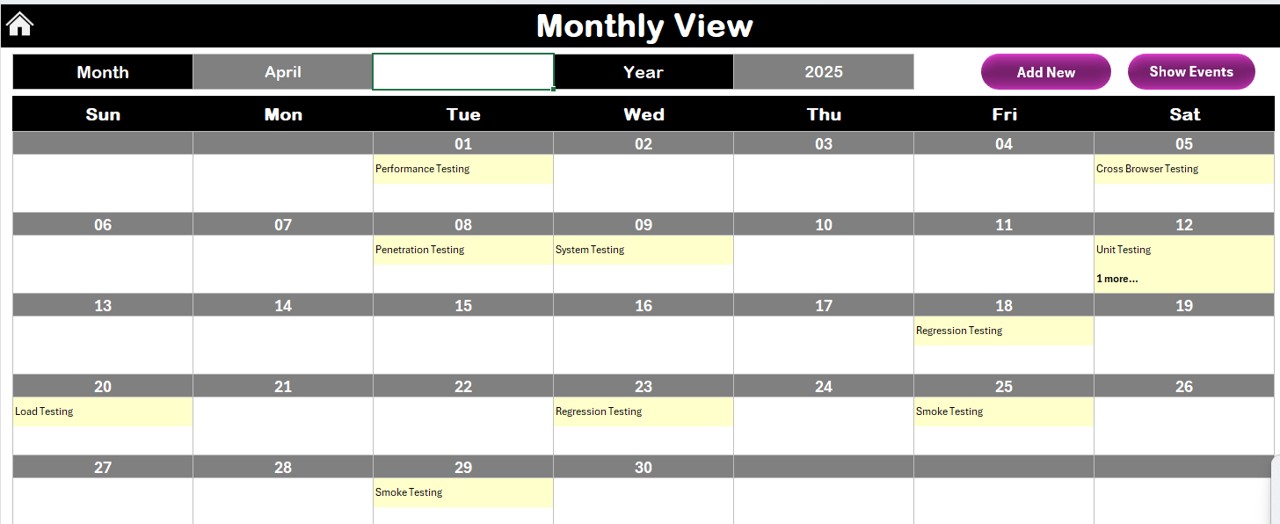 Monthly View Sheet