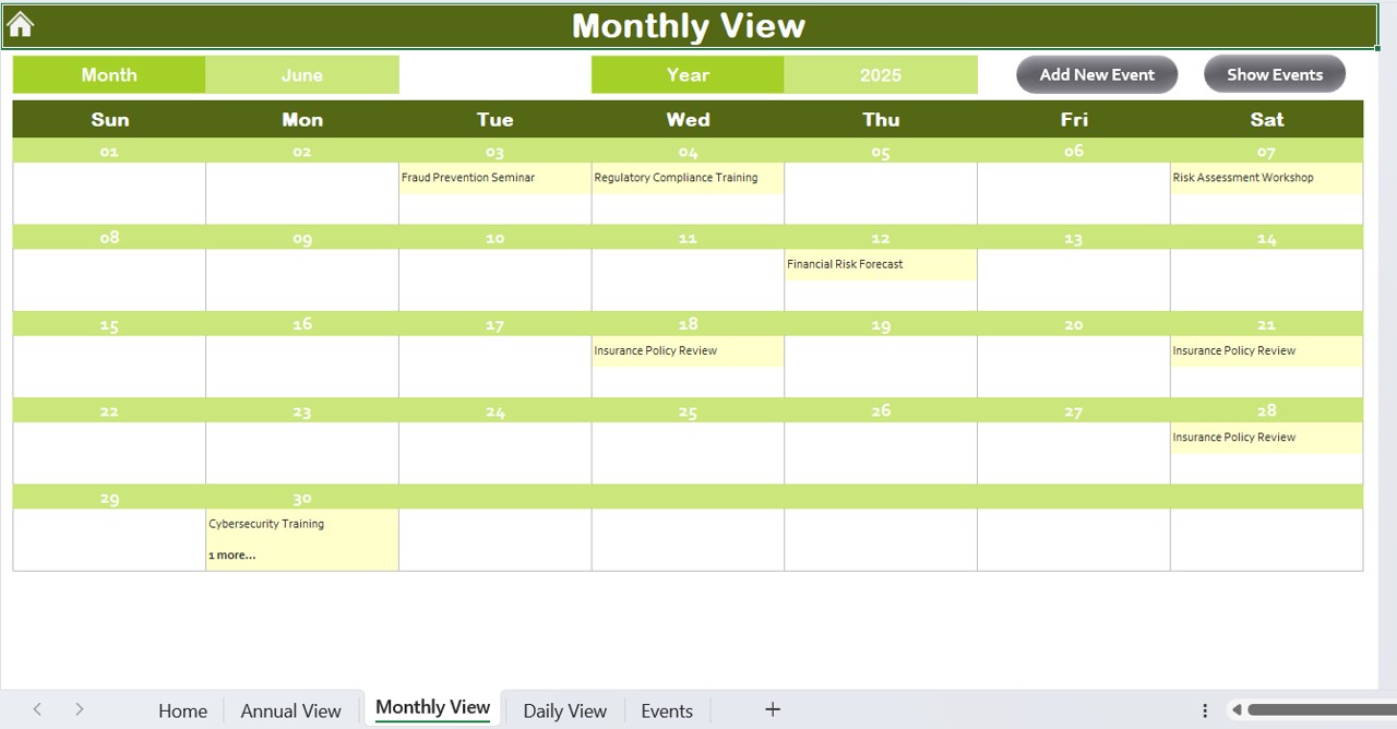 Monthly View Sheet