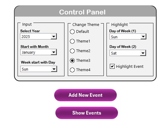 Control Panel Features