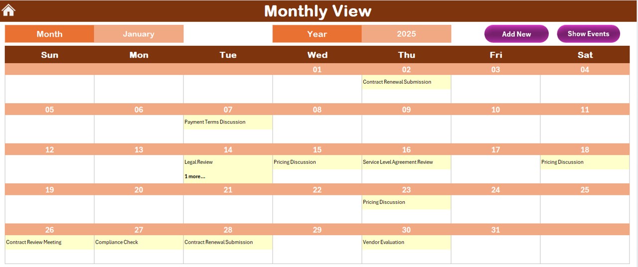 Monthly View Sheet