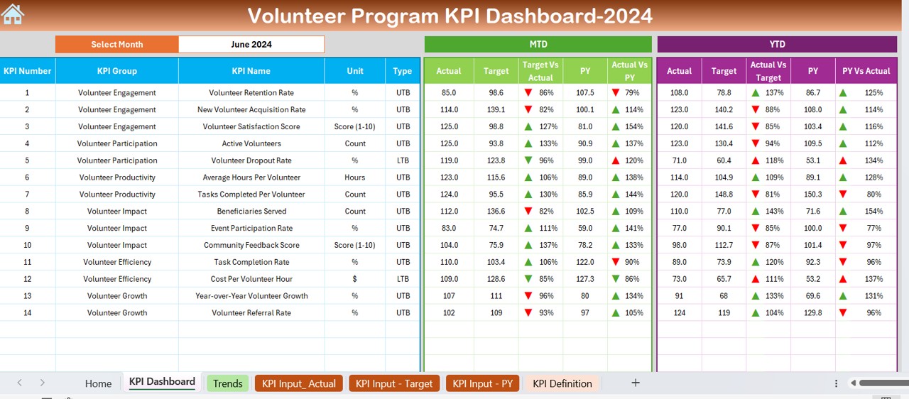 Volunteer Program KPI Dashboard