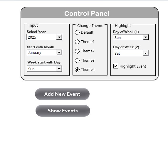 Control Panel Features