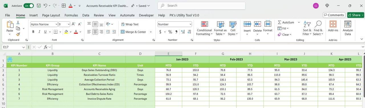 Previous Year Number Sheet Tab