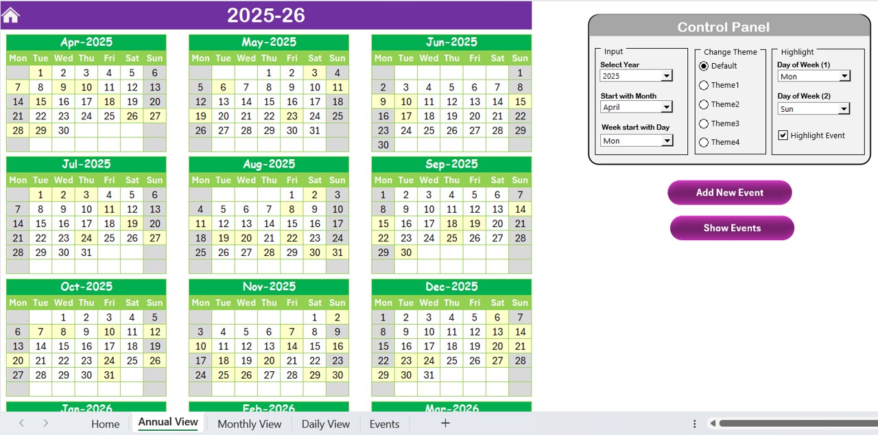 Annual View Sheet