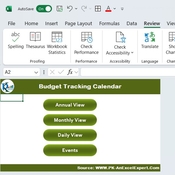 Budget Tracking Calendar