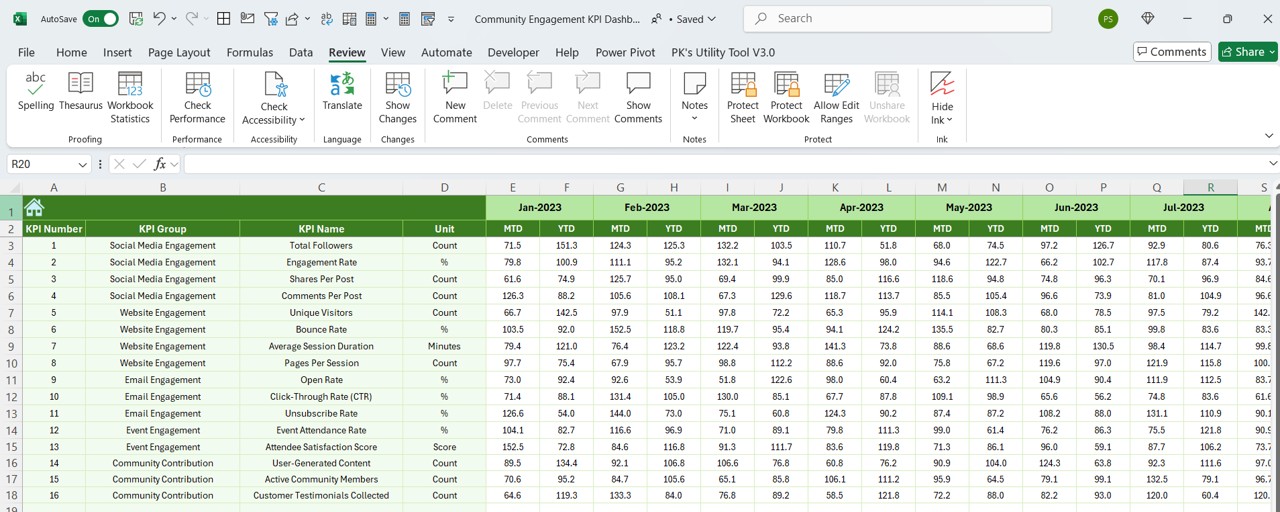 Previous Year Numbers Sheet