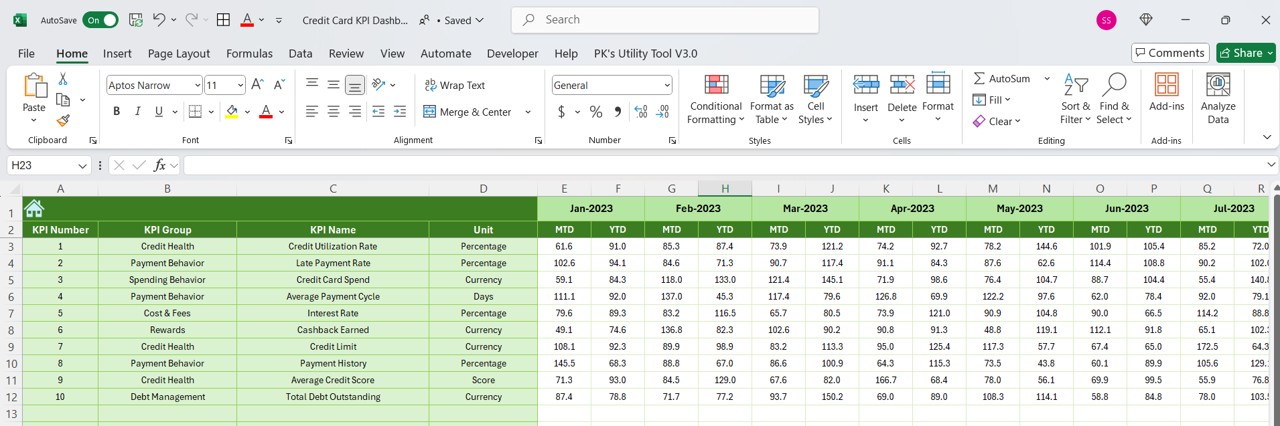  Previous Year Numbers Sheet Tab