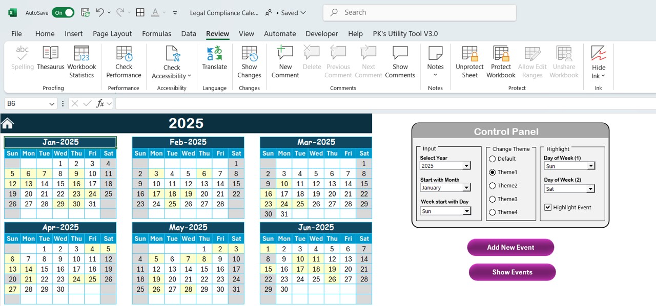 Annual View Sheet Tab