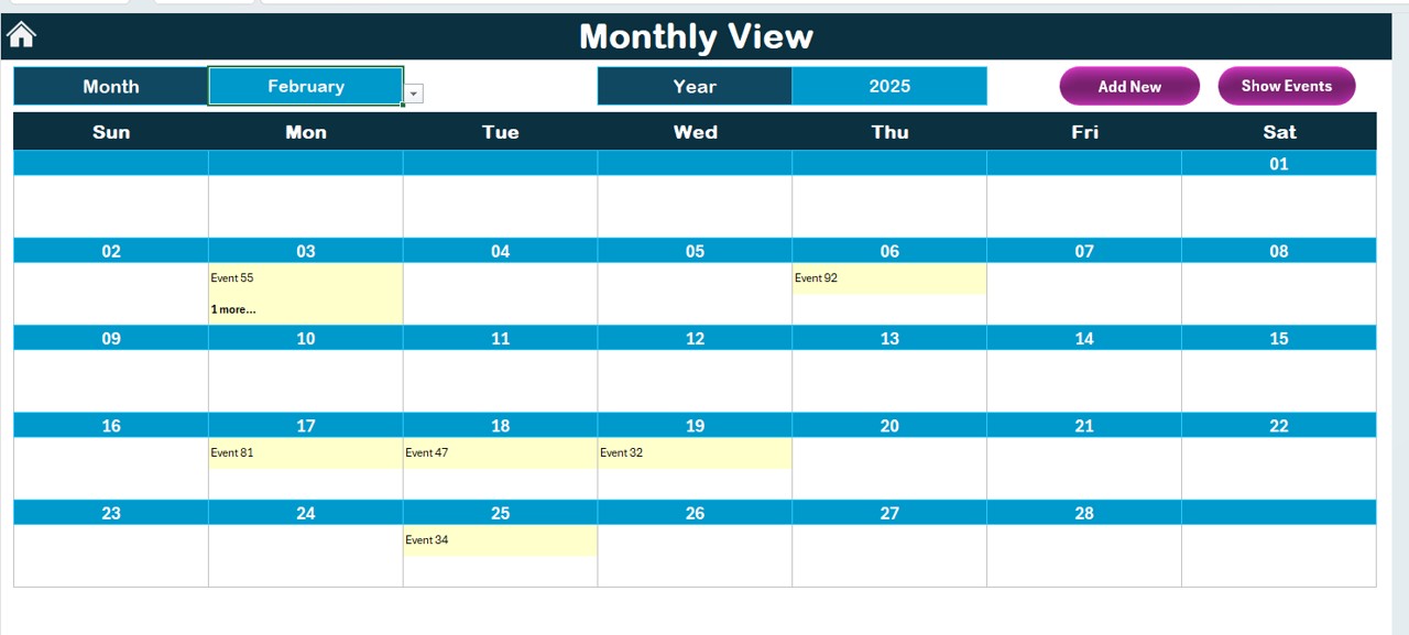 Monthly View Sheet Tab