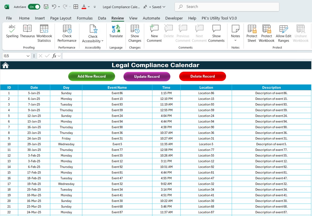 Events Sheet Tab