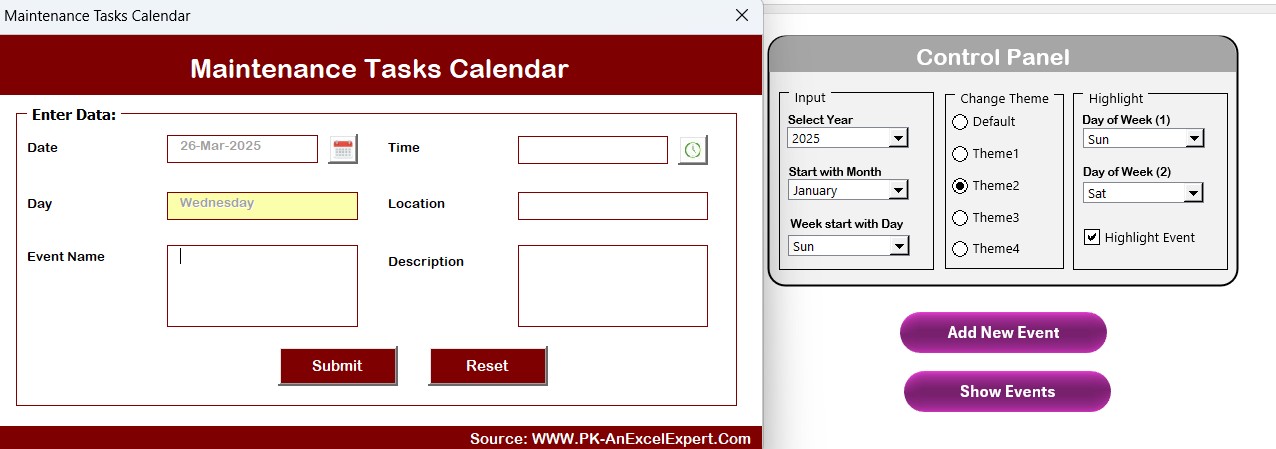 Annual View Sheet Tab