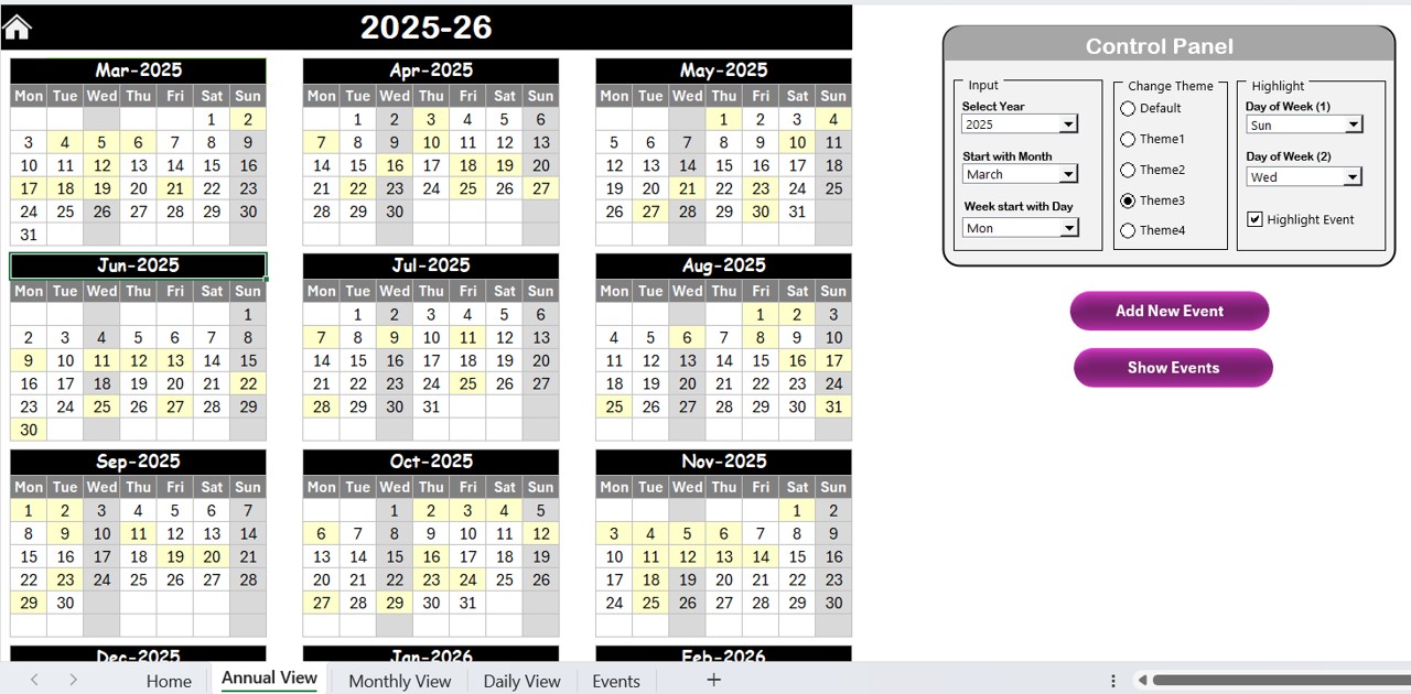 Annual View Sheet