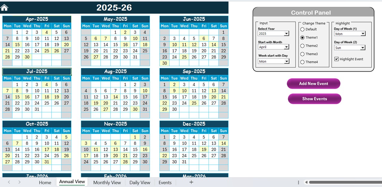 Annual View Sheet