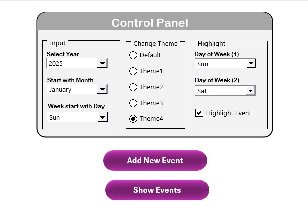 Control Panel Features