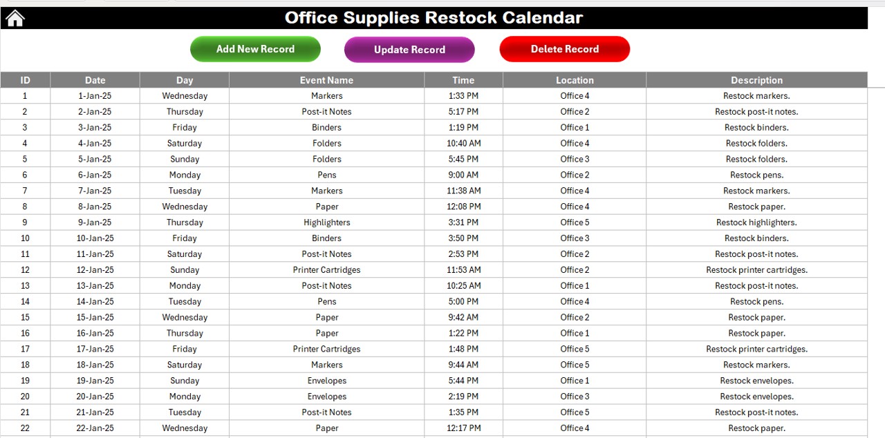 Events Sheet Tab