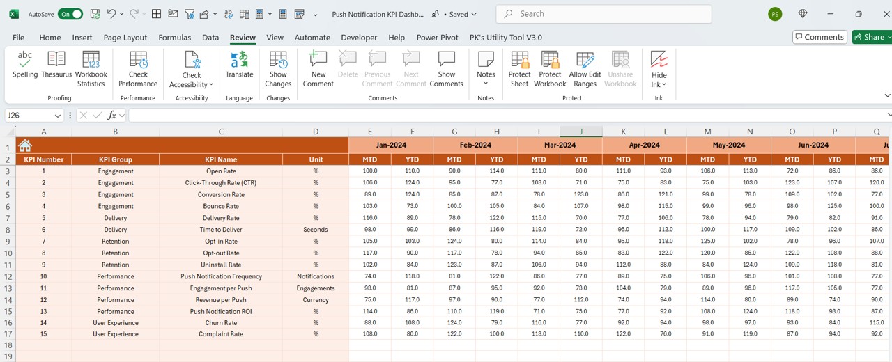 Actual Numbers Input Sheet